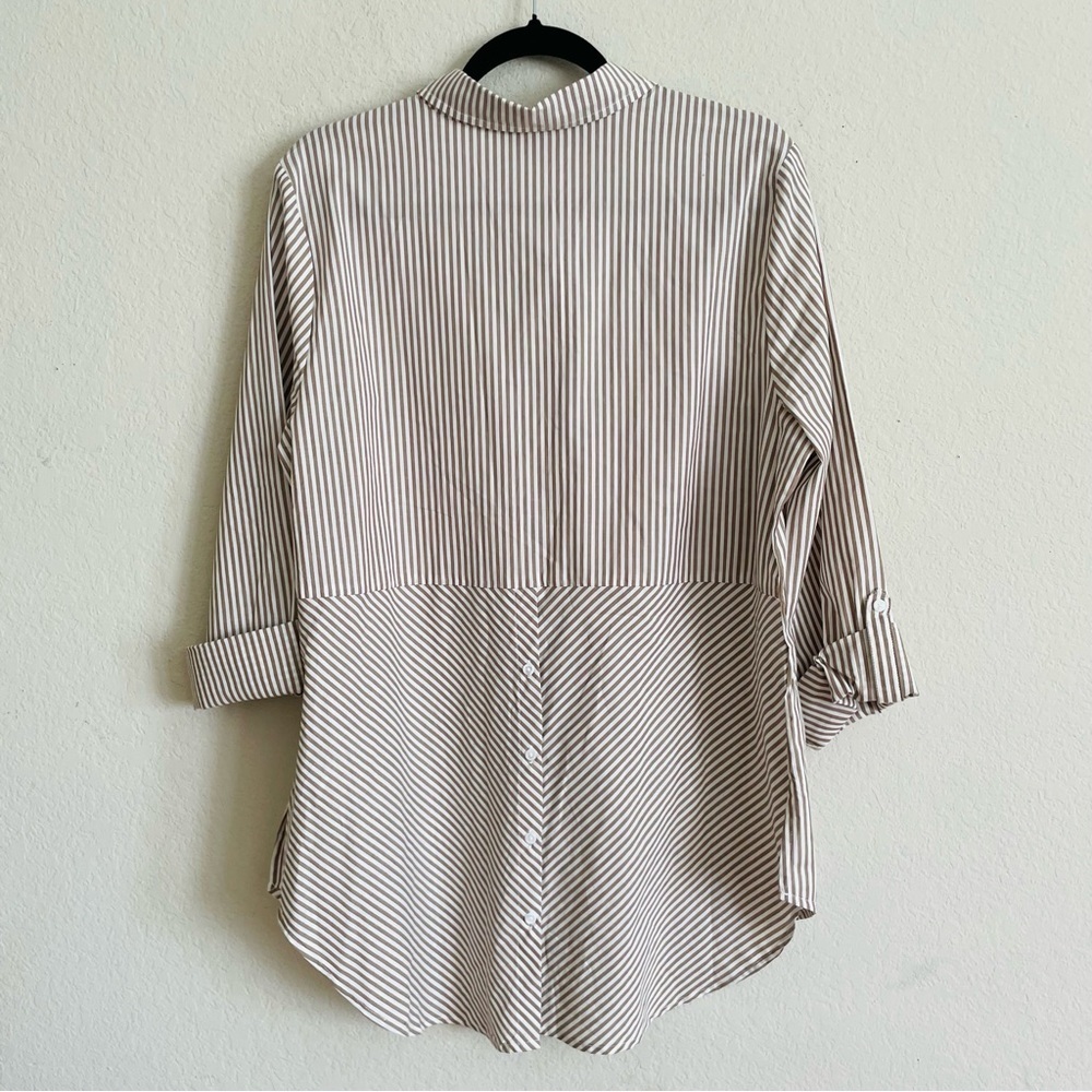 Cato woman’s Classic Striped button down size L tunic contemporary casual button - Picture 5 of 7